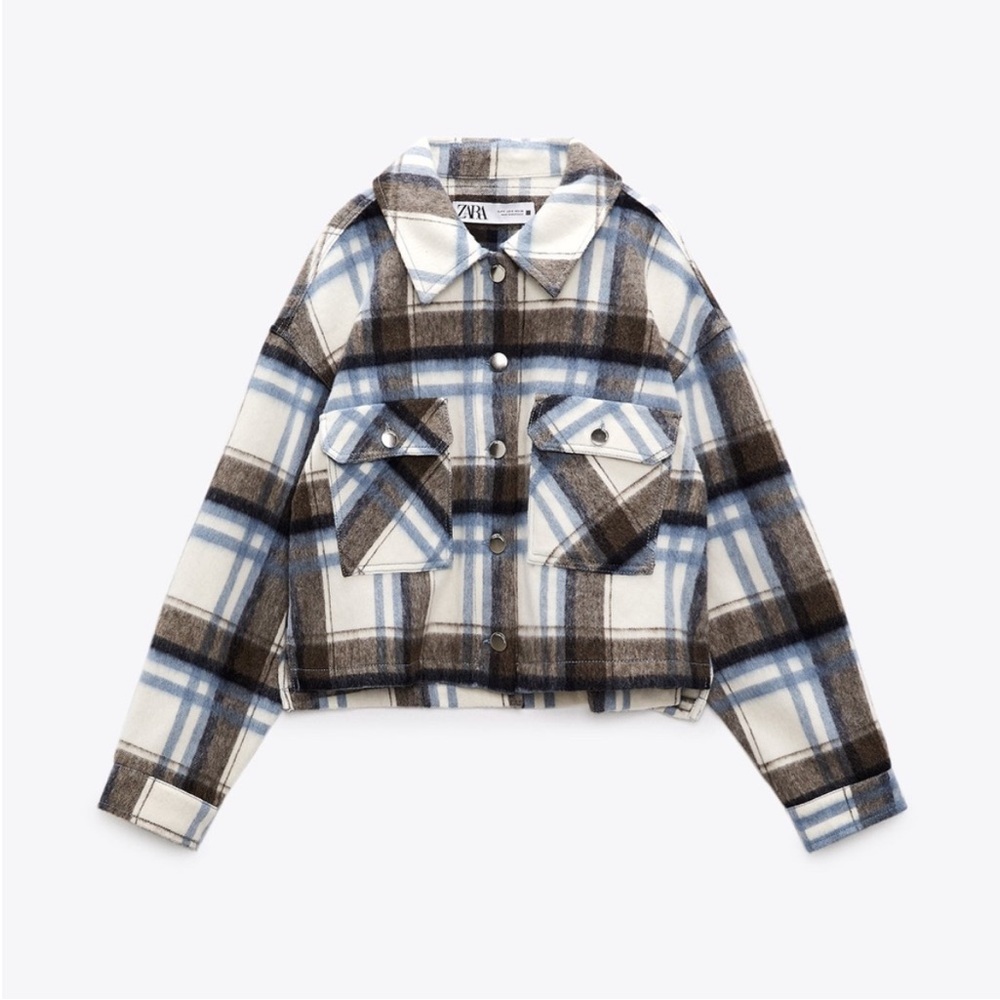 Cropped flannel shacket